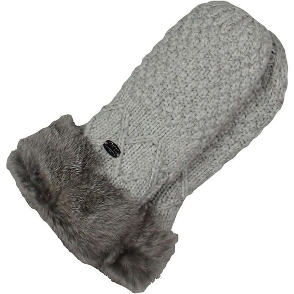 Pajar Hail Women's Chunky Cable Knit Fleece Lined Mittens with Fur Cuffs NWT - Picture 2 of 7